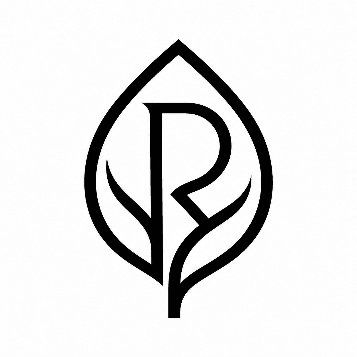 Scherp zwart-wit logo als lijntekening, geschikt voor graveren